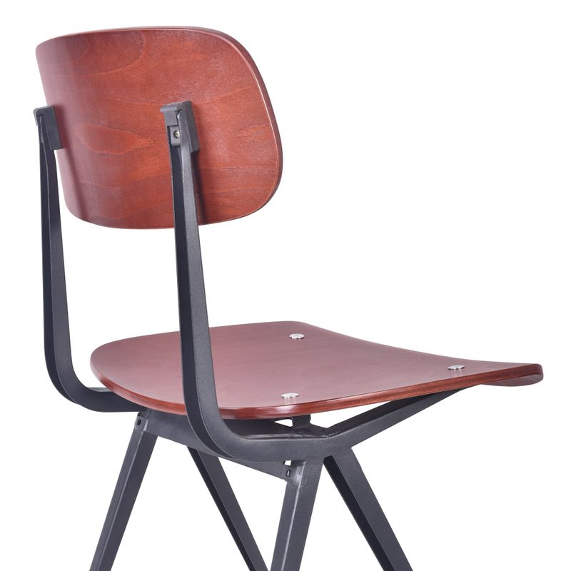 Finehaus Belem Industrial Black/Brown Metal/Wood Dining Chair - Set of 2