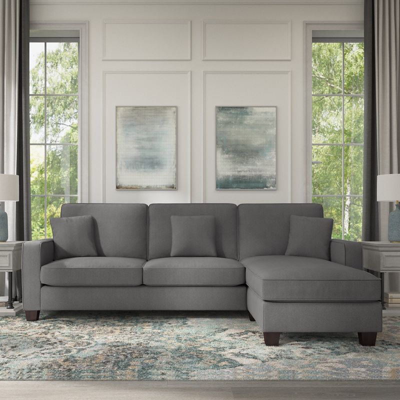 Stockton 102W Sectional Couch with Reversible Chaise by Bush Furniture - Charcoal Gray
