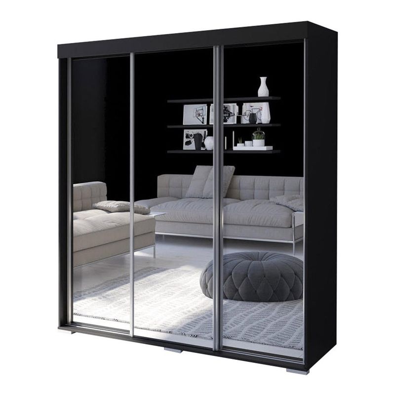 Strick & Bolton Suger 3-door Mirrored Armoire - Wenge