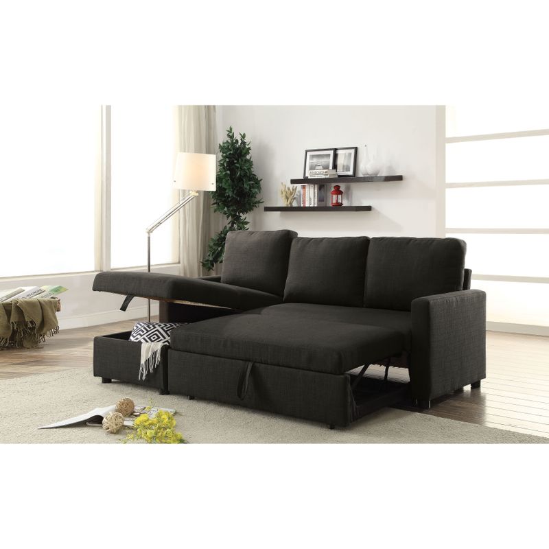 Rent to own ACME Hiltons Sectional Sofa with Sleeper in Charcoal Linen