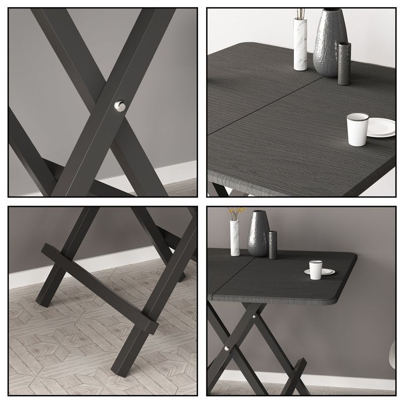 31.5'' Square Fold-in-Half Portable Folding Table Office Coffee Desk - Black