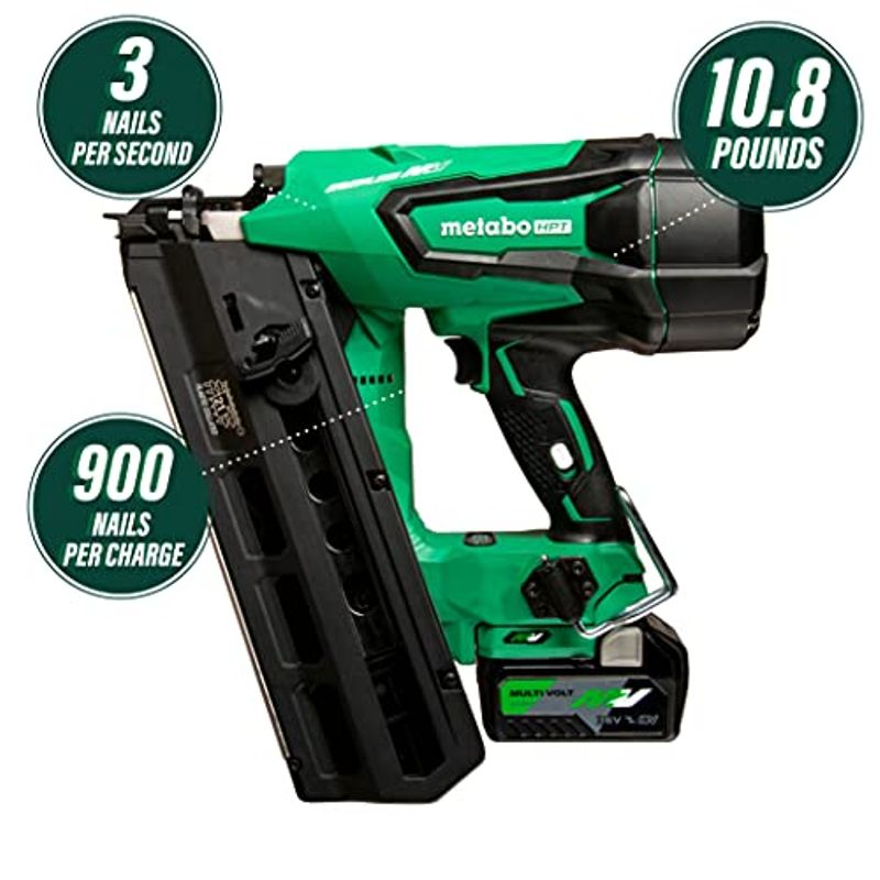 Metabo HPT 36V MultiVolt Cordless Framing Nailer | Uses 21 Degree Full Round Head Plastic Strip Nails | Includes Battery and Charger |...