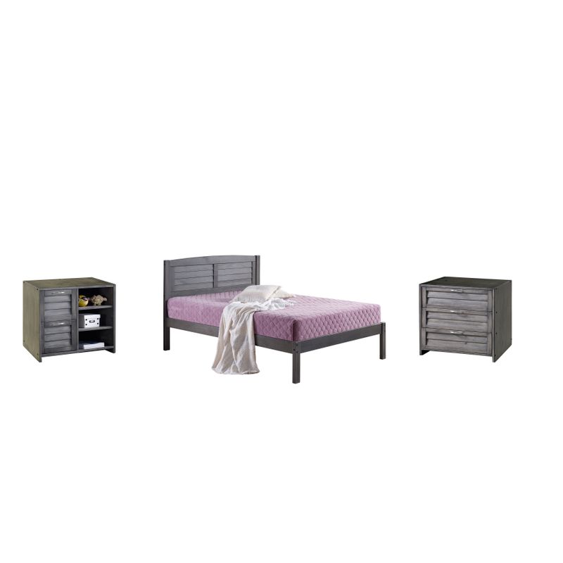 Twin Bed with Case Goods - Twin - Bed, 3 Drawer Chest, Bookcase
