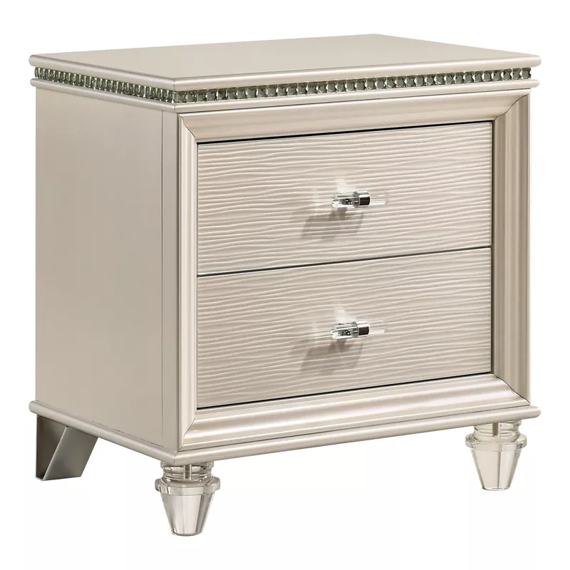 Contemporary Wood 2-Drawer Nightstand in Pearl White