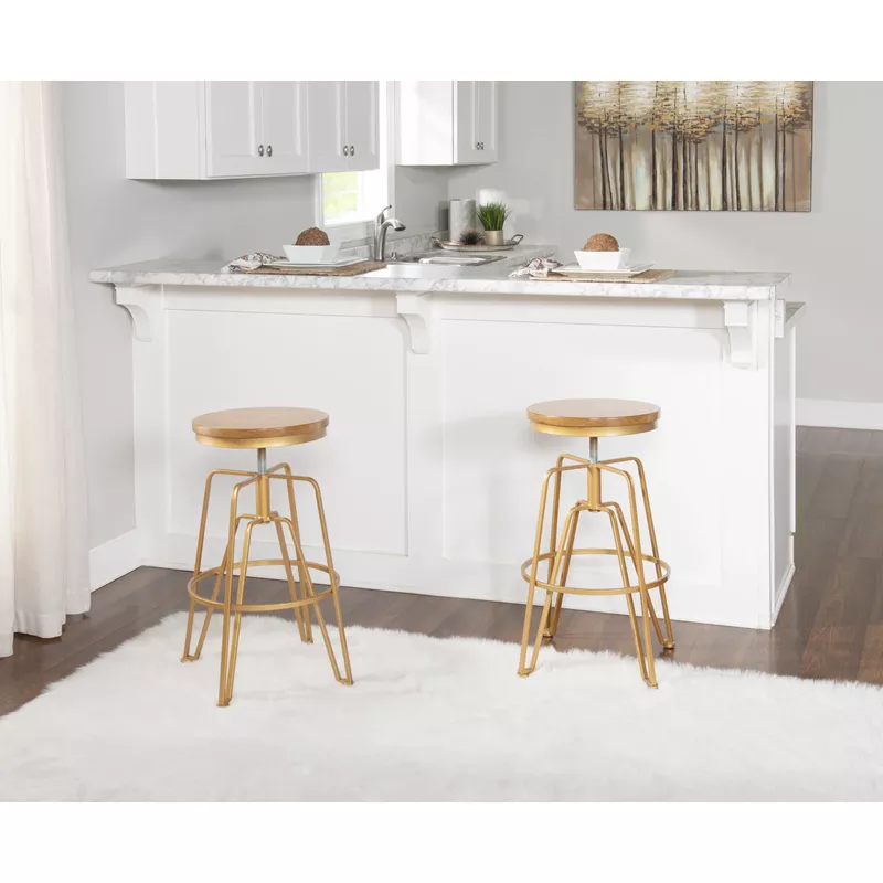 Wallace Adjustable Stool Matte Gold