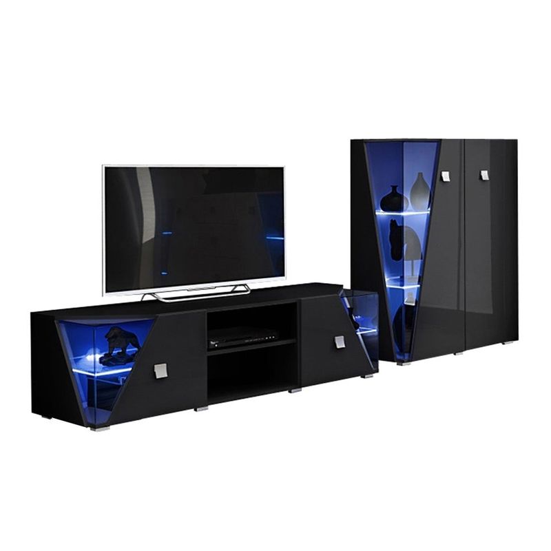 Edge Set TV-CUR Modern Wall Unit Entertainment Center - Black