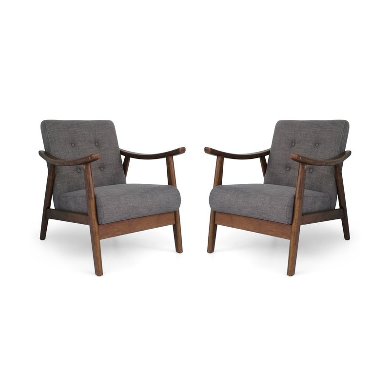 Chabani Mid-Century Modern Accent Chairs (Set of 2) by Chirstopher Knight Home - Dark Gray