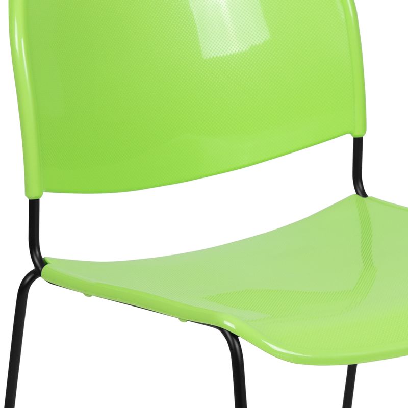 5 Pack Ultra-Compact School Stack Chair - Office Guest Chair/Student Chair - Green Plastic/Black Frame