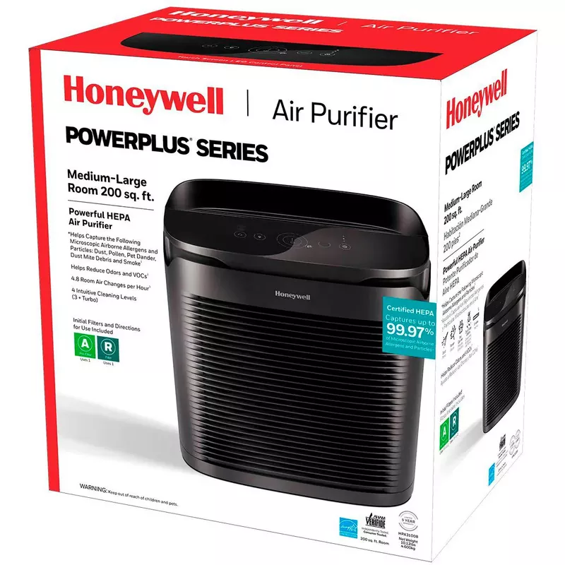 Honeywell - 200 Sq. Ft. PowerPlus HEPA Air Purifier - Black