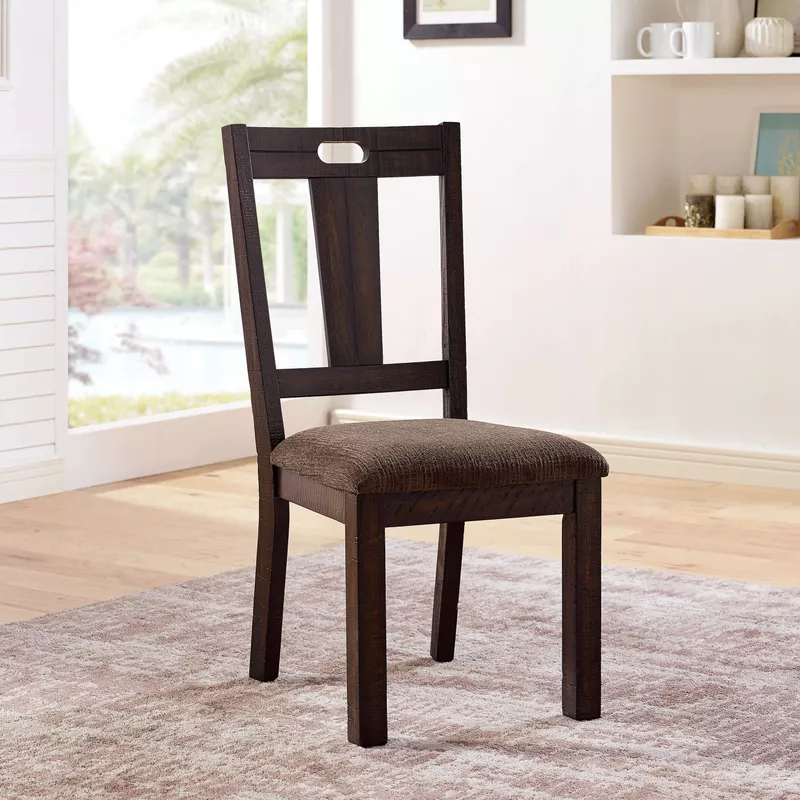 Rustic Solid Wood Padded Side Chairs in Walnut/Ash Brown (Set of 2)