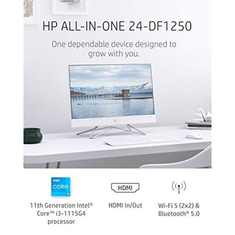 HP 24 All-in-One PC, 11th Gen Intel Core i3-1115G4 Processor, 8 GB RAM, 512 GB SSD, 23.8" Full HD Display, Windows 10 Home, Wireless...