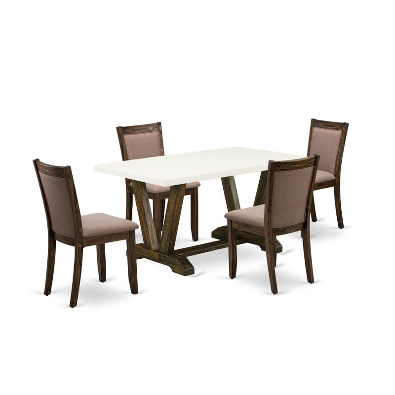 East West Furniture  Modern Dining Set - Parson Chairs and 1 Dining Room Table (Pieces Option) - V726MZ748-7