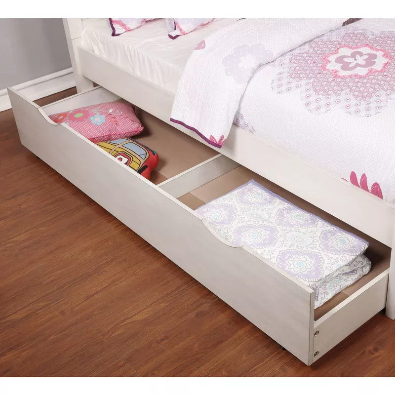 Transitional Solid Wood Kids Trundle in Antique White