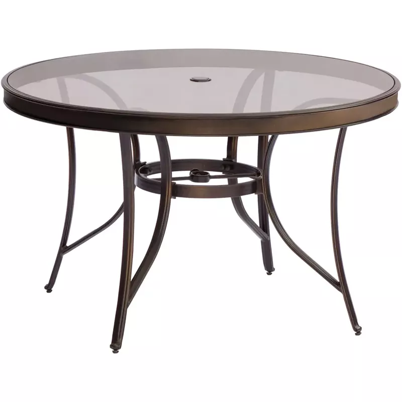 Traditions 5pc: 4 Swivel Rockers, 48" Round Glass Top Table