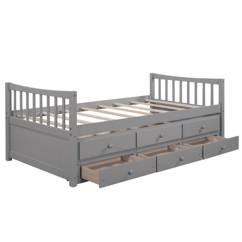 Nestfair Twin Size Daybed with Trundle and Drawers - White