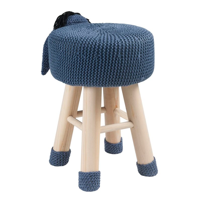 Taylor & Olive Modern Woven Grey Donkey Ottoman Stool with Wooden Legs