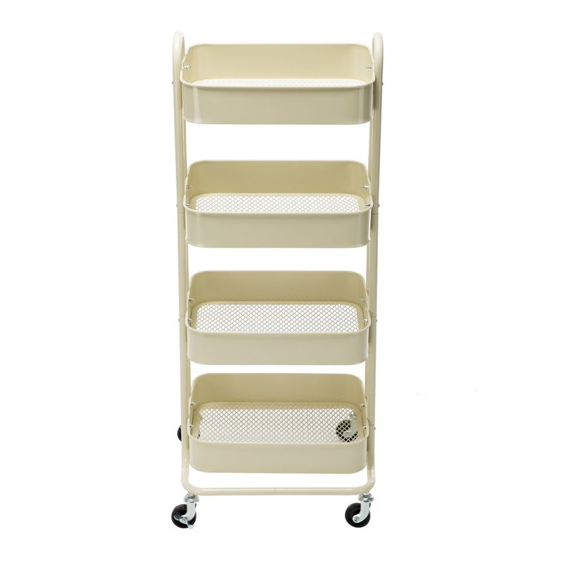 4-Tier Metal Utility Cart with Wheels Storage Shelves Organizer - 17.7"x13.7"x42.9" - Blue