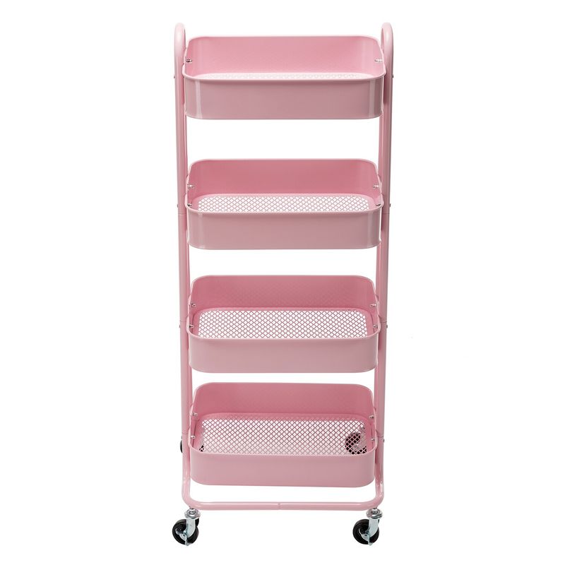 4-Tier Metal Utility Cart with Wheels Storage Shelves Organizer - 17.7"x13.7"x42.9" - Blue