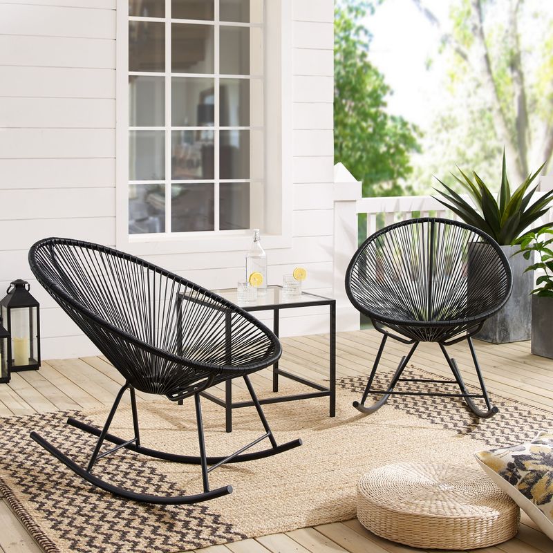 Corvus Sarcelles Modern Wicker Patio Rocking Chairs (Set of 2) - Detail 2