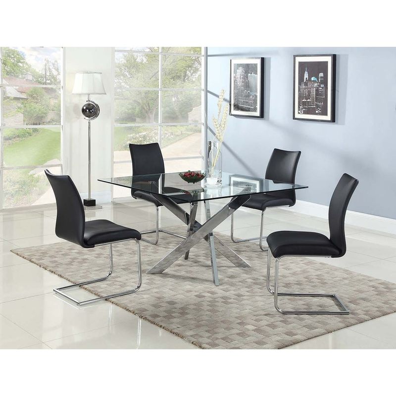 Somette Petra Square Glass Dining Table - Clear