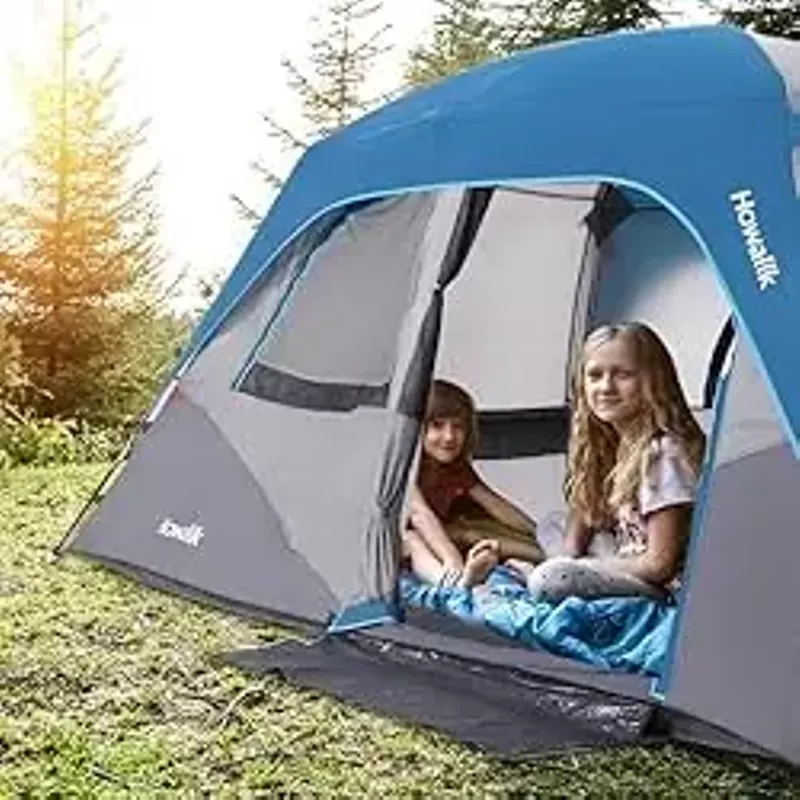 Camping Tent, Tent for Camping, Easy Set up Camping Tent 4 Person and 6 Person for Hiking Backpacking Traveling Outdoor, Light Blue, 12ft (L) x 8ft (W) x 72inH