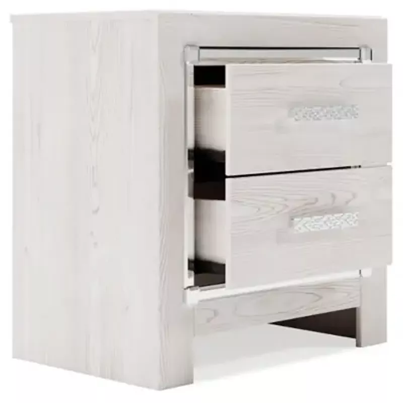 White Altyra Two Drawer Night Stand