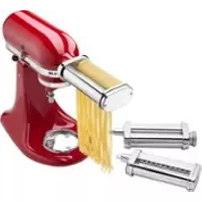 KitchenAid - 3-Piece Pasta Roller & Cutter Set and Fresh Prep Slicer/Shredder Attachment - KSMVSPR - Silver