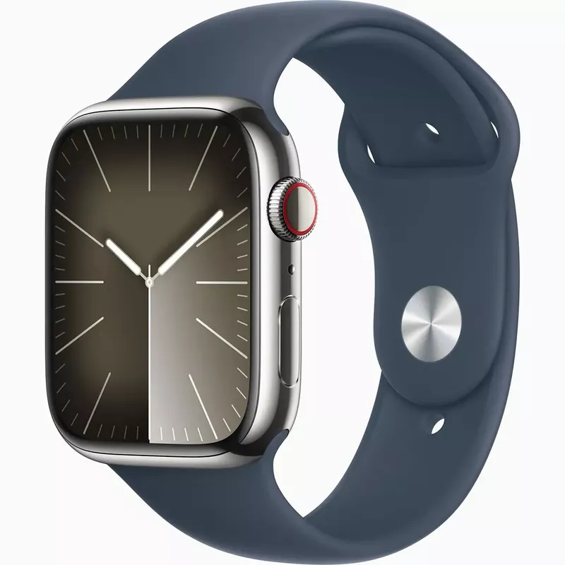Apple Watch Series 9 GPS + Cellular Stainless Steel Case, - Adjustable Strap - Silver Case - Silver Milanese