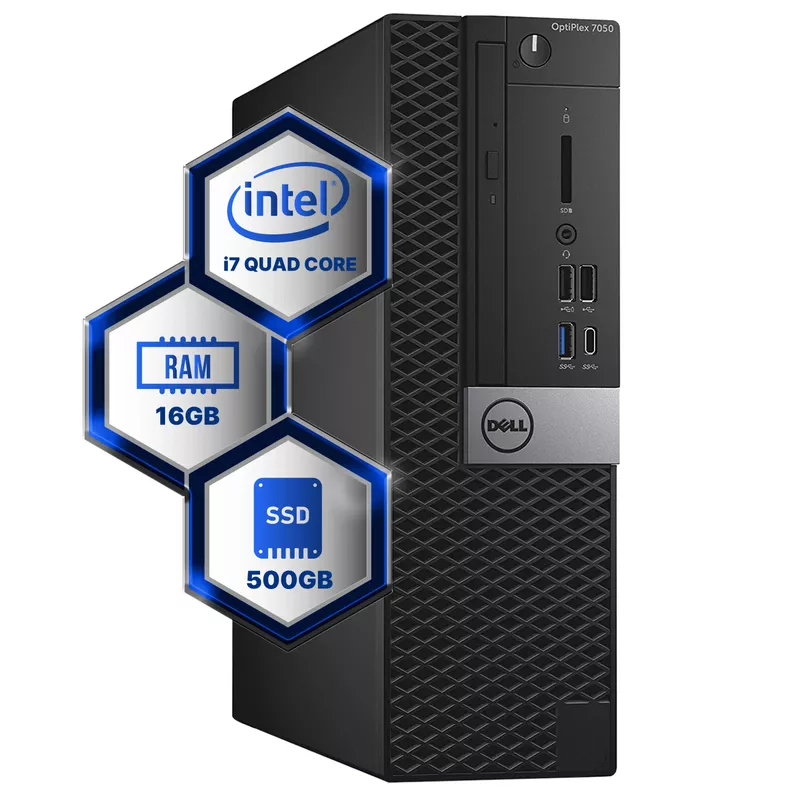 Dell Optiplex 7050 Desktop Computer, Intel i7-6700 (3.4), 16GB DDR4 RAM, 500GB SSD Solid State, Windows 10 Professional (Refurbished)