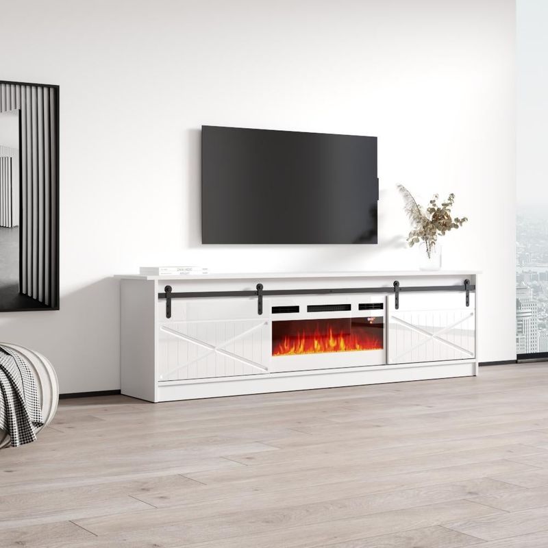 Granero WH-EF Electric Fireplace 79" TV Stand - Black