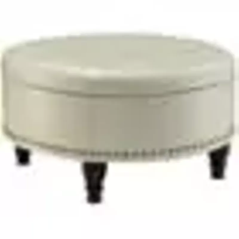 OSP Home Furnishings - Augusta Mid-Century Bonded Leather Ottoman With Inner Storage - Cream