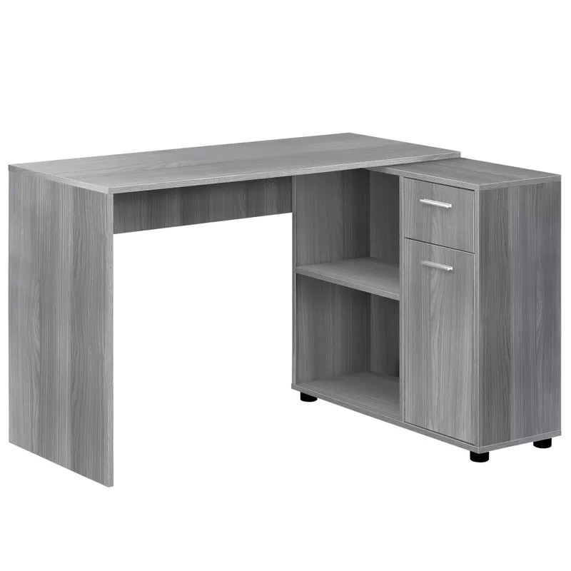 Computer Desk/ Home Office/ Corner/ Storage Drawers/ 46"L/ L Shape/ Work/ Laptop/ Laminate/ Grey/ Contemporary/ Modern
