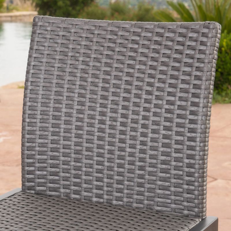 Conway Outdoor Wicker Barstool (Set of 2) by Christopher Knight Home - Grey
