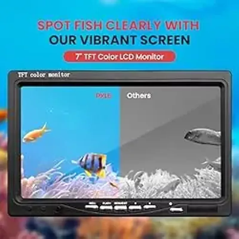 7'' Portable LCD Monitor Underwater Fishing Camera, 1000TVL Camera with 12pcs Infrared Lights, Equipped with Carrying Case White