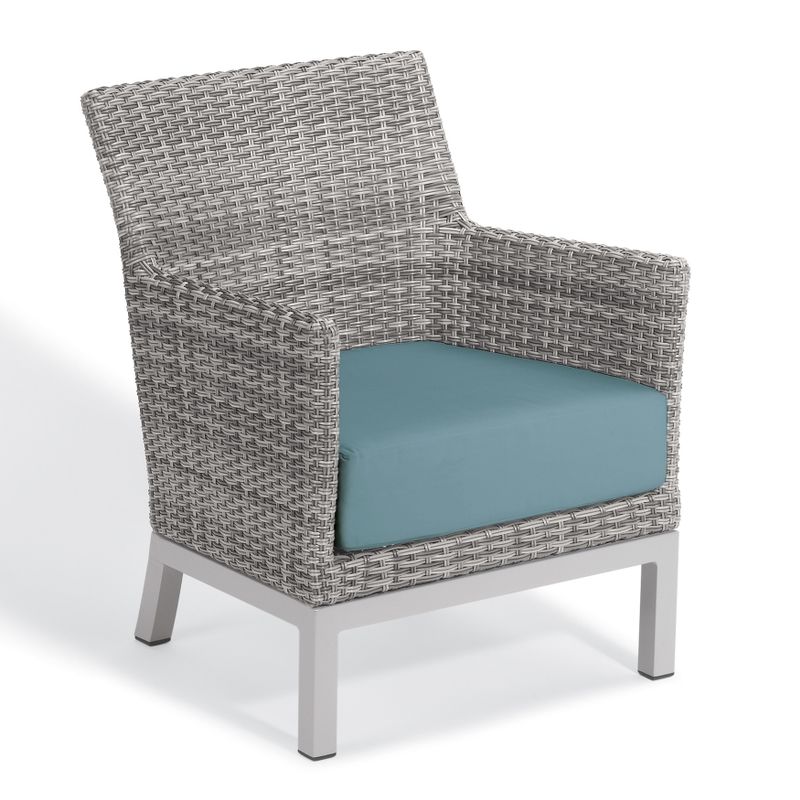 Oxford Garden Argento Resin Wicker Club Chair with Powder Coated Aluminum Legs - Ice Blue Polyester Cushion