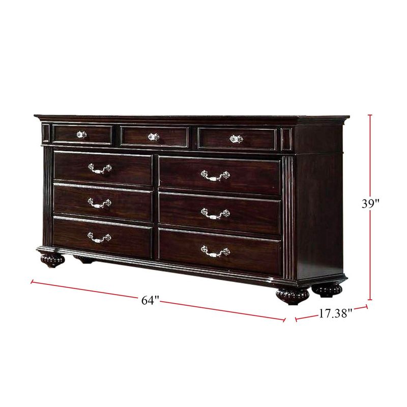 9 Drawers Wooden Dresser, Dark Walnut - Dark Walnut