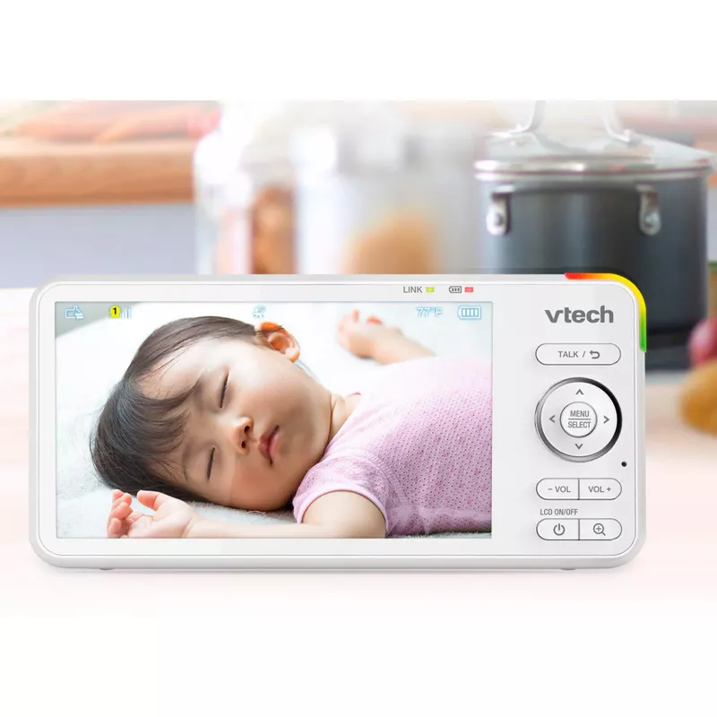 VTech - 2 Camera 1080p Smart WiFi Remote Access 360 Degree Pan & Tilt Video Baby Monitor with 5” Display, Night Light - white