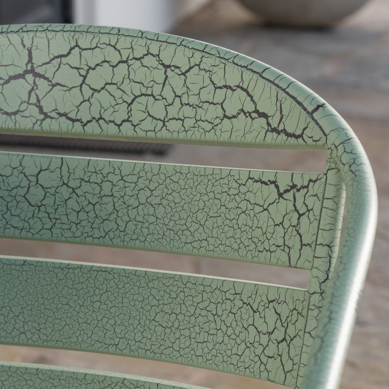 Santa Monica Outdoor 3-Piece Oval Bistro Chat Set by Christopher Knight Home - Crackle Green