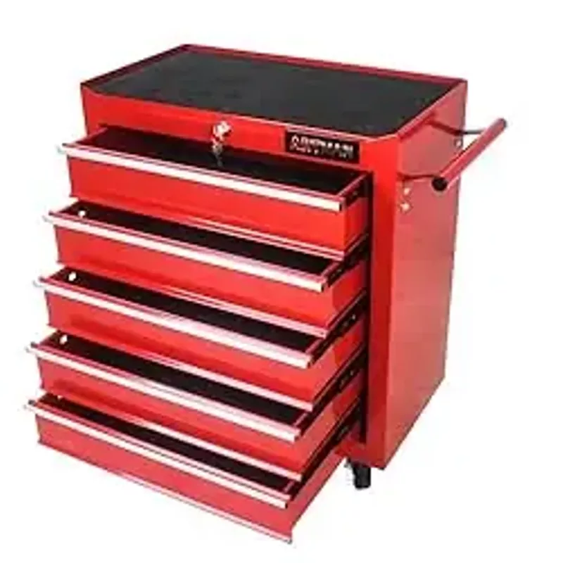 COZONY 5-Drawer Rolling Tool Chest on Wheels,Tool Storage Cabinet,Rolling Tool Trolley Organizer Tool Box Organizer Storage for Garage, Warehouse, Workshop, Repair Shop,Red
