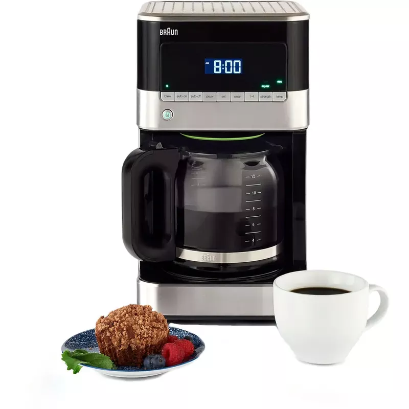 Braun - BrewSense 12-Cup Drip Coffee Maker with Brew Strength Selector and Glass Carafe in Stainless Steel/Black