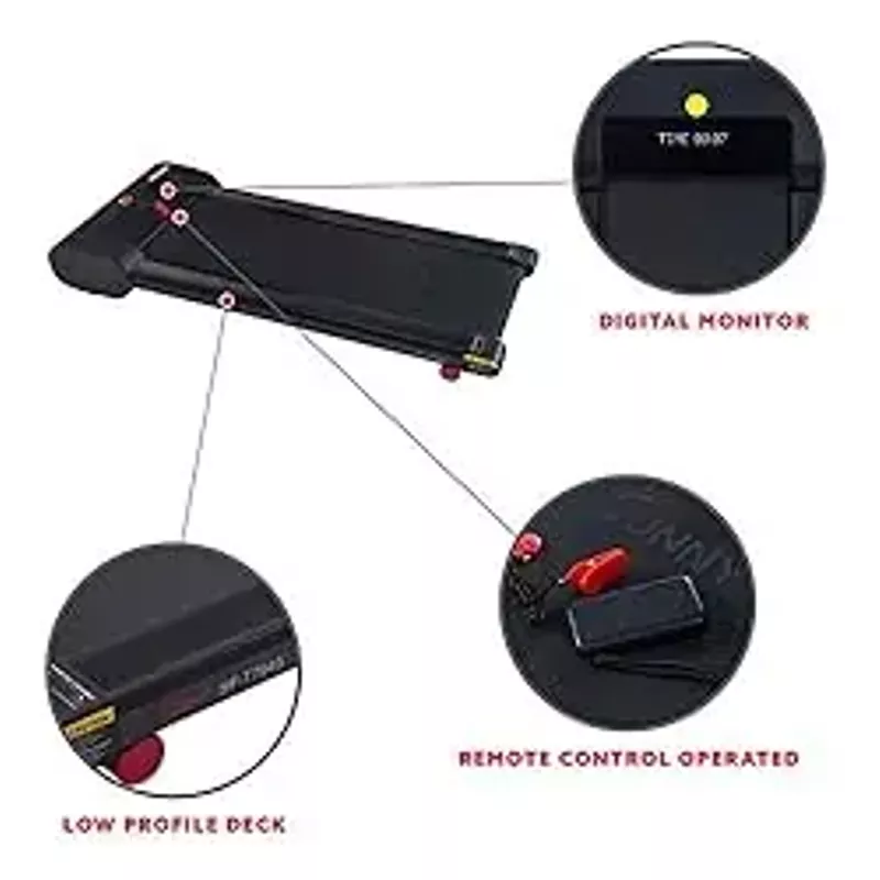 Sunny Health & Fitness Slim Under Desk Walking Running Treadpad with Remote Control, Improved Safety, Energy-Efficient Design, and Optional SunnyFit® App Enhanced Bluetooth Connectivity