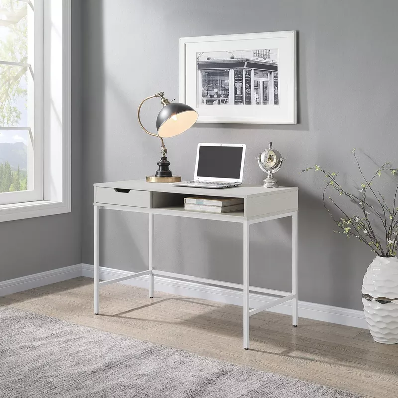 OSP Home Furnishings - Contempo 40" Desk with Drawer - White Oak