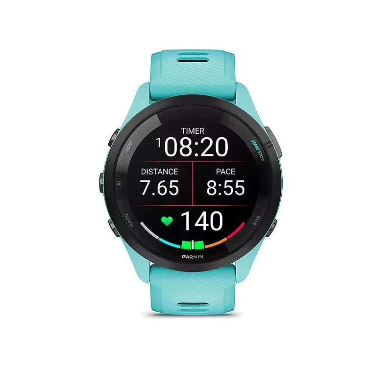 Garmin - Forerunner 265 GPS Smartwatch 46 mm Fiber-reinforced polymer - Black/Aqua