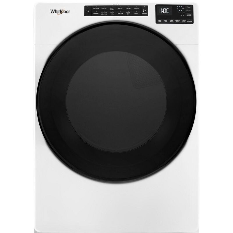 Front Zoom. Whirlpool - 7.4 Cu. Ft. Stackable Electric Dryer with Wrinkle Shield - White
