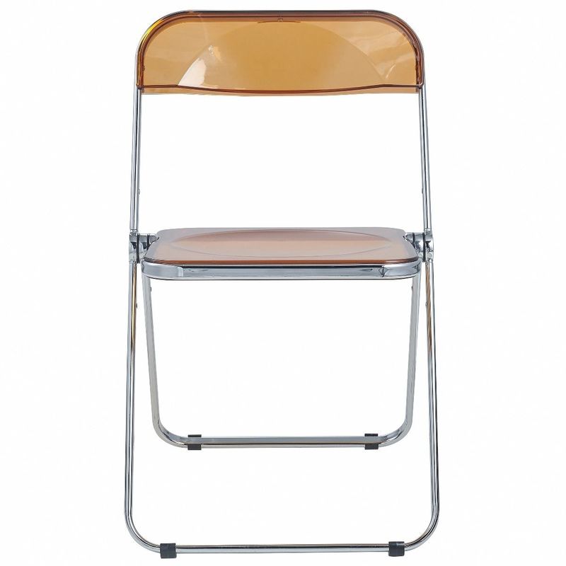 LeisureMod Lawrence Acrylic Folding Chair With Metal Frame - 30" - Transparent Black