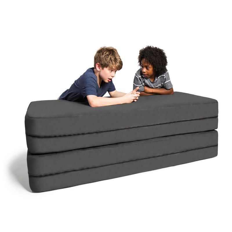 Jaxx Big Kids Convertible Sleeper Sofa & Ottoman Set - charcoal