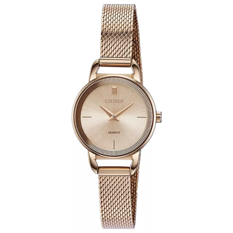 Citizen - Ladies Rose Gold Stainless Steel Quartz Watch Rose Gold Dial