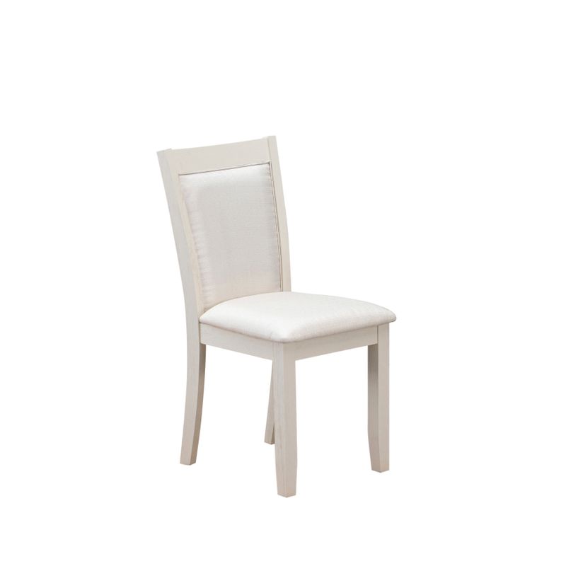 East West Furniture Dining Set with a Rectangle Table and Cream Finish Fabric Dining Chairs - Linen White Finish (Pieces Option) -...