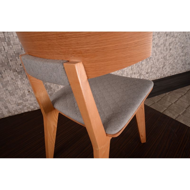 Mid-century Norwegian Modern Ashtree Armless Chair - Natural Wood - Grey Fabric
