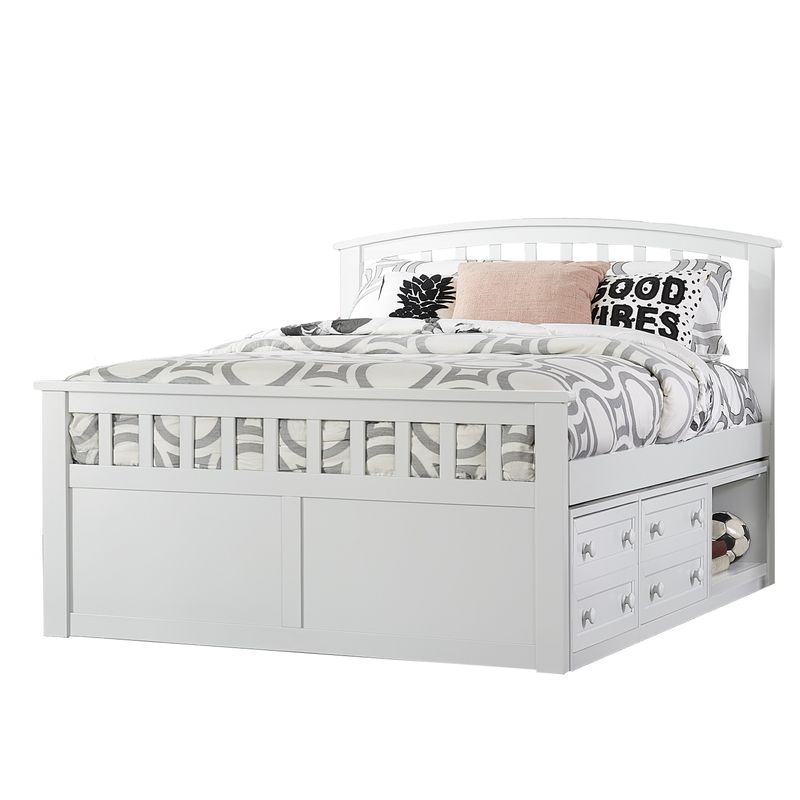 Charlie Wood Full Captain's Bed with 2 Storage Units - White